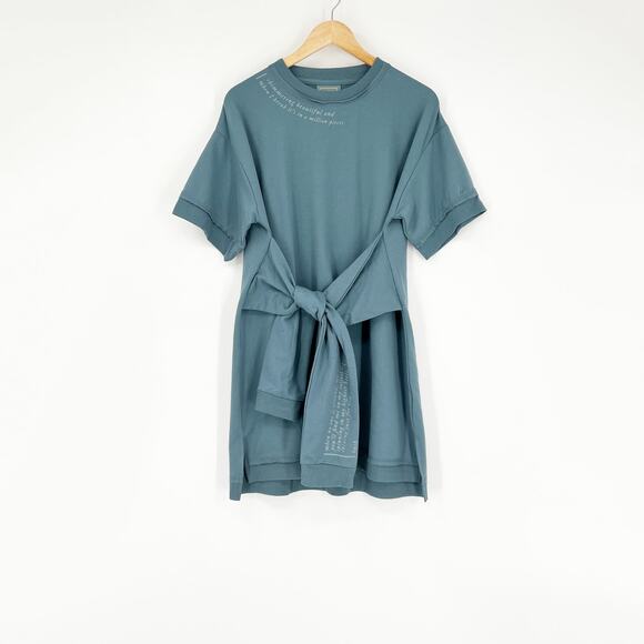 Taylor Swift Mirrorball Folklore T-Shirt Dress Blue Tie Waist Size Medium - Picture 8 of 10